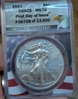 2021 American Eagle ANACS MS70 First Day of Issue