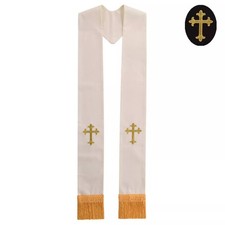 Church Priest Stole with Golden Cross Embroidery Clergy  Holy Stole Priest Stole