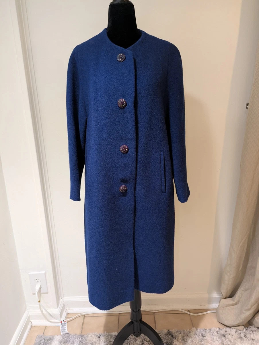 Vintage 1960s Hockanum Stevens Fabric ILGWU Union Made Blue Coat