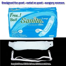 1X 10 PADS FREE BELT SANITARY TOWELS PACK LOOPED EXTRA LONG 13"or 35cm HOSPITAL