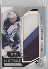 2015-16 SP Game-Used Supreme Relics Patch 9/15 Blake Wheeler #PA-BW Patch 2d8