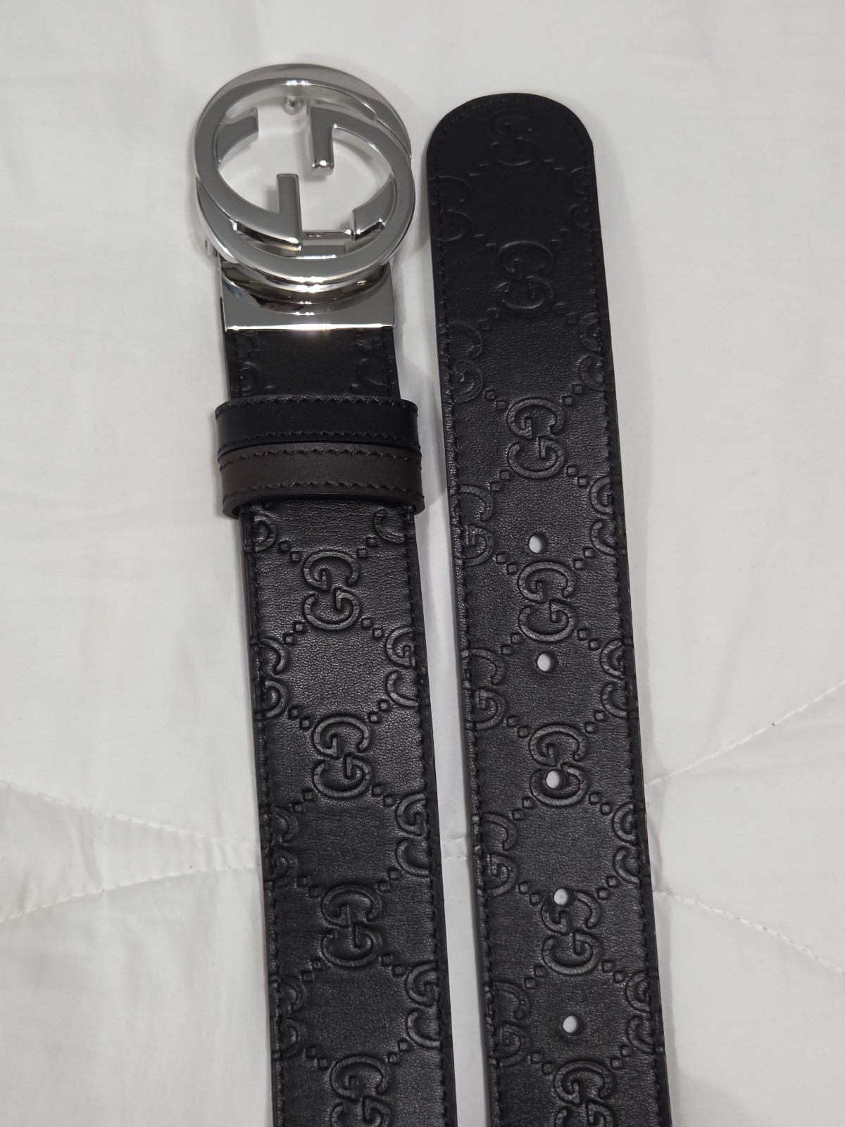 Authentic Reversible Black & Brown Leather Gucci … - image 8