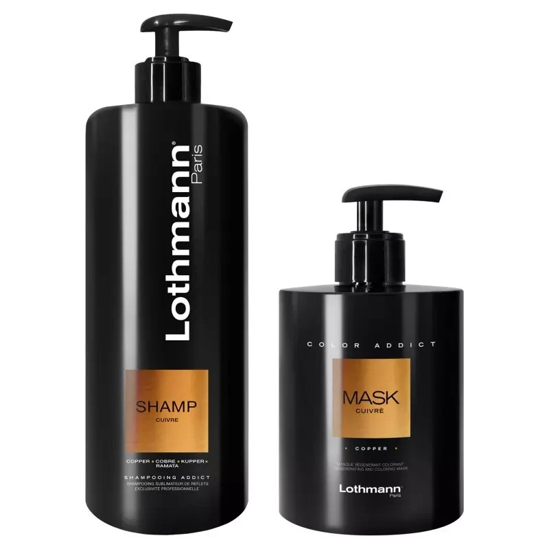 Duo shampooing et masque cheveux cuivrés Lothman Paris pour raviver l'éclat de vos reflets 500ml