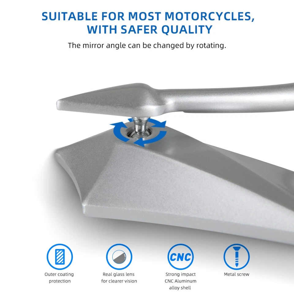 Espejos retrovisores negros para motocicleta 8 mm/10 mm para Yamaha Raider S 1100 700 760 Foto 3 de 4
