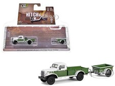 1950 DODGE POWER WAGON GREEN W/CARGO TRAILER 1/64 DIECAST BY GREENLIGHT 32320 A