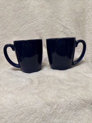 Corelle Coordinates Stoneware BLUE Mug Cup 4'' Tall Set Of 2
