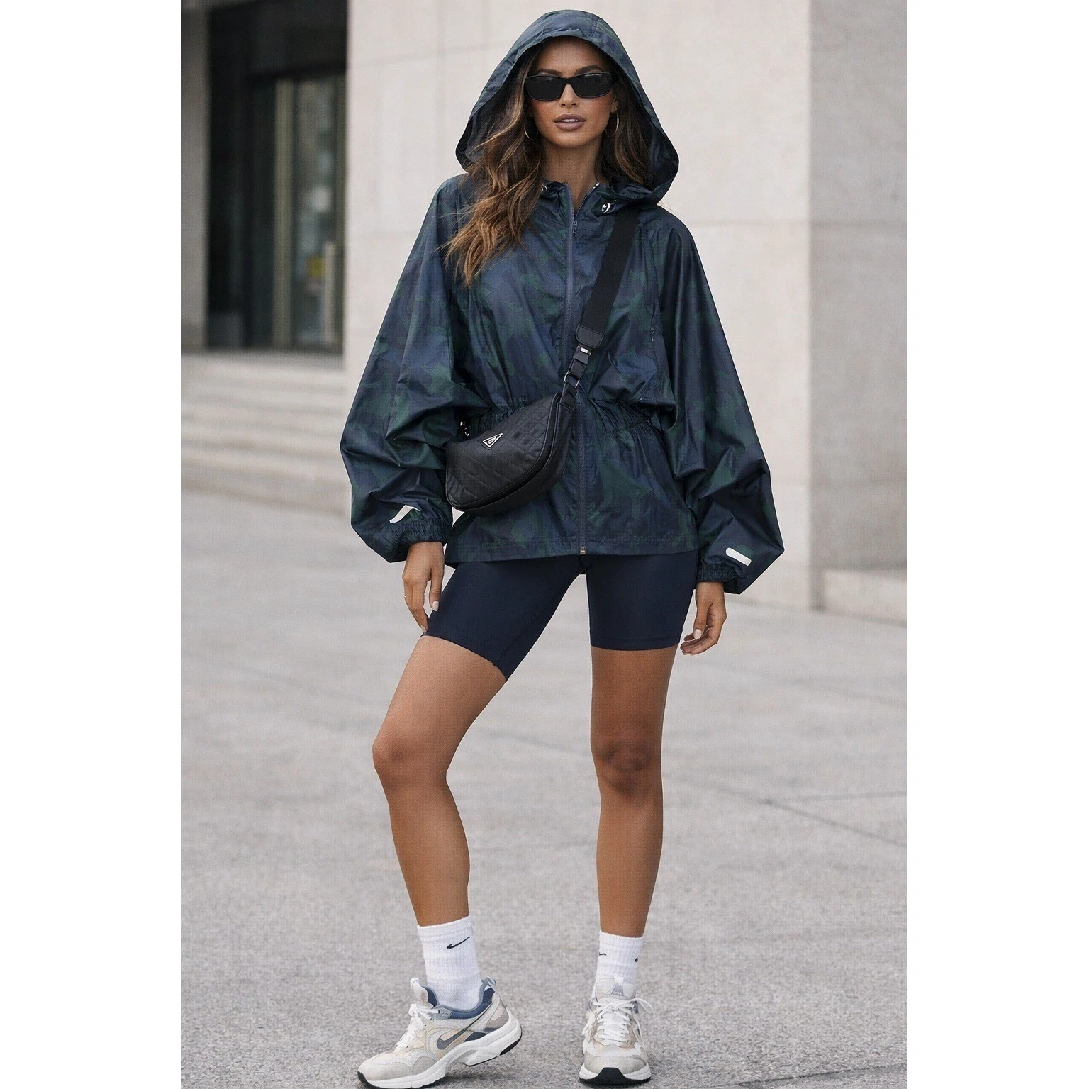 Sweaty Betty Storm Seeker Batwing Jacket Womens XS Camo Windbreaker Raincoat