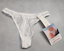 Vintage Warner s Naked Botanica White High Leg Waist Thong Panties See Thru Sz 5