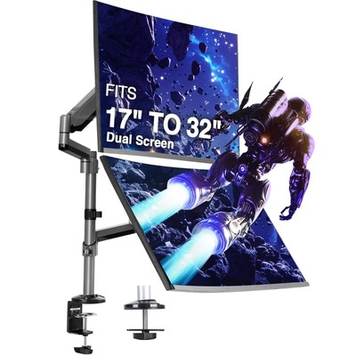 Dual 13''-32'' Stacked Monitor Arm Desk Mount fits Two Flat/Curved Monitor Full...