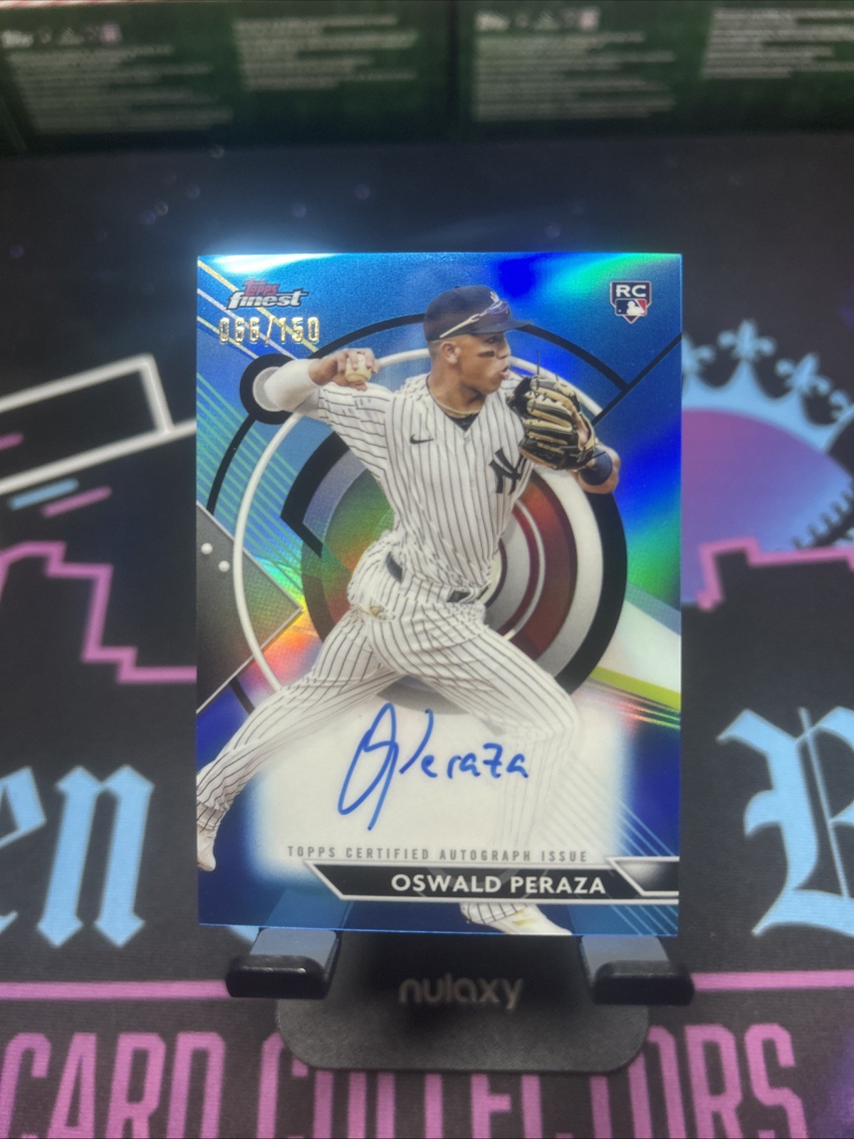 2023 Topps Finest Oswald Peraza #FA-OP Blue Refractor Auto /150