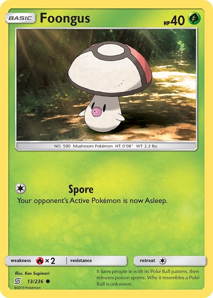 Foongus (13/236) Reverse Holofoil Common NM SM11 SM - Unified Minds Pokemon TCG