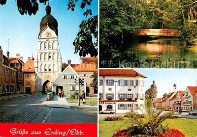Erding Bayern Stadtzentrum Stadttor Bruecke