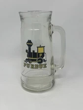 Purdue Boilermakers Vintage Train Clear Glass 7” Tall Beer Stein