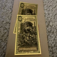 Arizona Goldbacks  2  Fraction gold Mylar Notes X2!!! Great In a Barter Situ