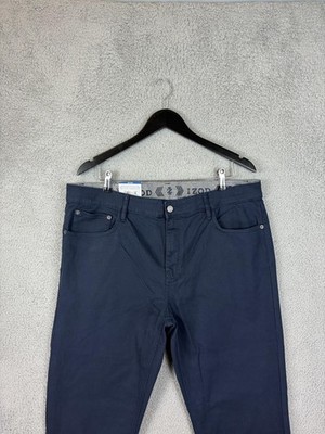 IZOD Jeans Mens 36x32 Blue Dark Wash Regular Fit Comfort Stretch Denim Pants Men