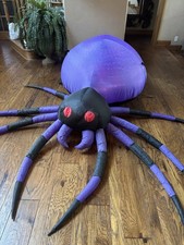 Gemmy Airblown Inflatable 8ft Spider Lights Up Halloween W/ Tethers Purple Black