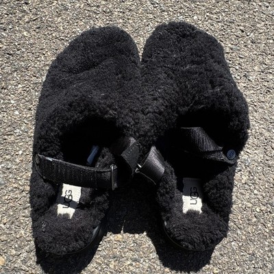 UGG Fluff Yeah Women s Black Faux Fur Slide Slippers US 10 Cushioned