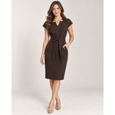 Tahari Chocolate Brown Belted Midi Dress Size 6 NWT