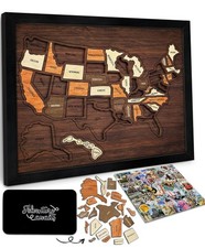 Wooden USA Travel Map Puzzle 13x11 - Perfect Gift for Couples Families