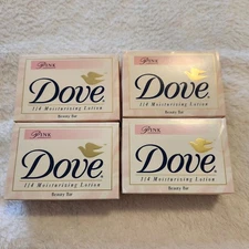 Vtg Dove Pink Beauty Bar Soap 4.75 OZ 1997 Sealed NOS Lever Made In USA Set Of 4