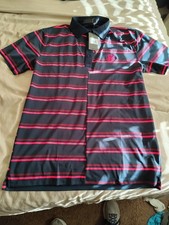 G/FORE Offset Stripe Pique Golf Polo Mens M Twilight G4MF22K124 G4 NWT