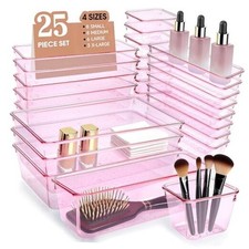 Kitchen Desk Drawer Organizers Storage for Office, Small Acrylic Vanity Pink