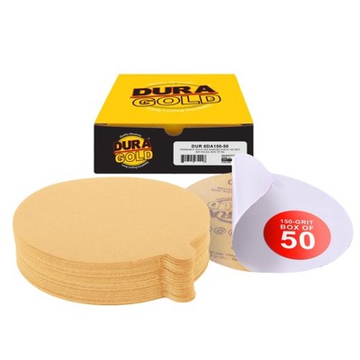 150 Grit 6'' Gold PSA Self Adhesive Sanding Discs for DA Sanders - Box of 50
