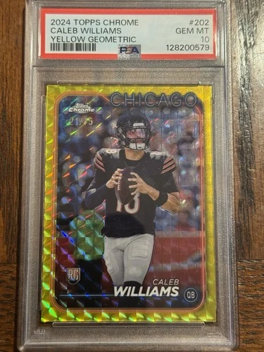 PSA 10! 2024 TOPPS CHROME CALEB WILLIAMS YELLOW GEOMETRIC RC /75 PSA 10 BEARS!