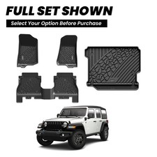 Full Coverage 1st-2nd Row Floor Mats Or Cargo Liner For Jeep Wrangler 2018-2027