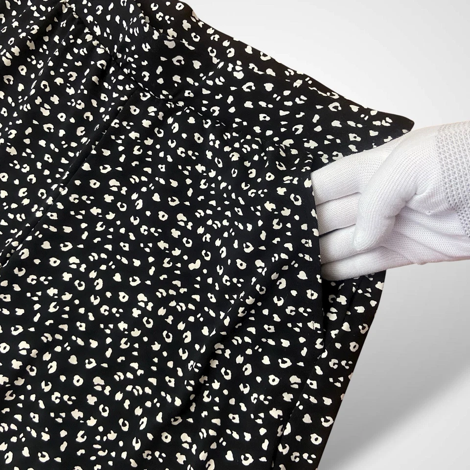 Pantalones de pierna ancha Joan Vass para mujer talla M negros blancos cintura elástica elásticos Foto 3 de 4