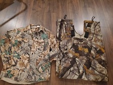 Lot 2 pc Walls 10x men camo Hunting overalls sz 32 w/ button down shirt set sz M