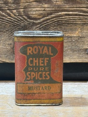 1950s Royal Chef Brand, Pure Spices, Mustard, Empty Tin