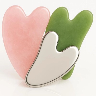 Jade Gua Sha stone board facial massage tool, natural facial scraper for all ski
