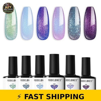 modelones Gel Nail Polish Set - 6 Colors Chameleon Glitter Kit