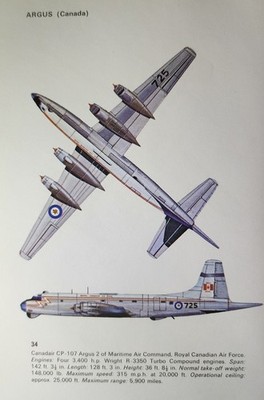 Canadair Argus Picture Out of Print Aviation Vtg Info Sheet Decor Article     