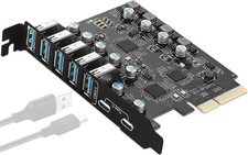 Pcie to USB 7-Ports 2X USB C - 5 Type A Expansion Card with 10 Gbps Bandwidth