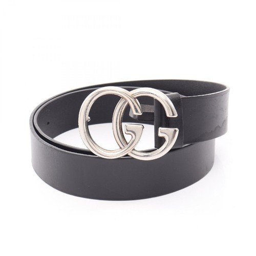 Gucci Belt Authentic Double G Leather Color Black Size 95 38 From Japan Fashion
