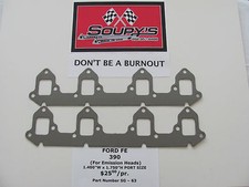 Ford Fe 390-428 Exhaust Gaskets Emission Heads 1.400w X 1.750h Port Size
