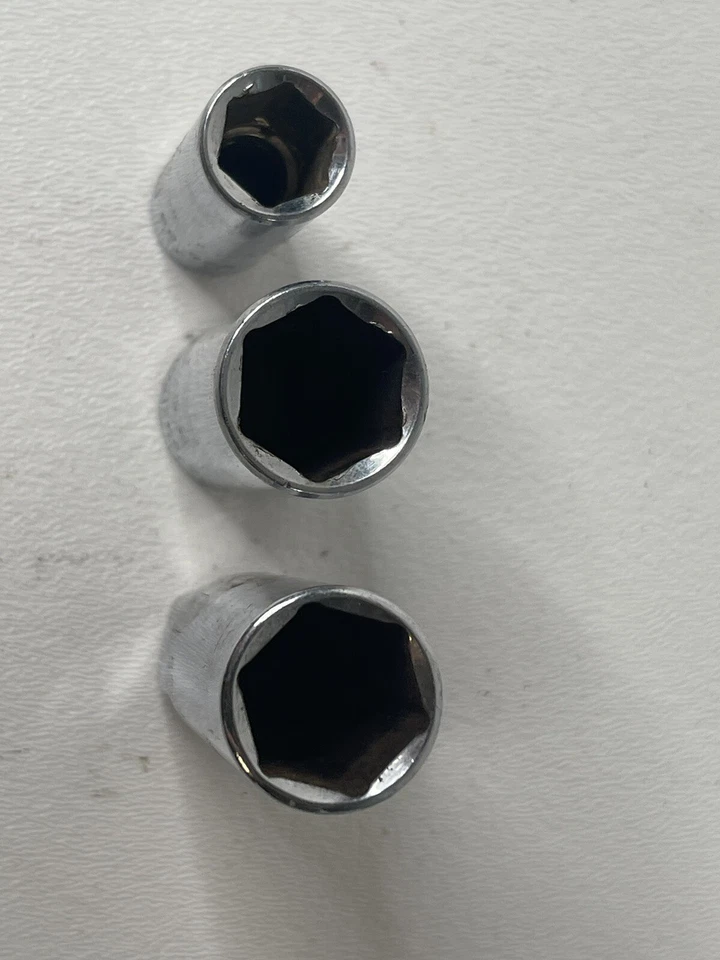 3 Pc, STANLEY SOCKETS, SAE 3/8" Drive, Deep, 7/16", 5/8",5/8" spark plug socket. - Image 4 of 4