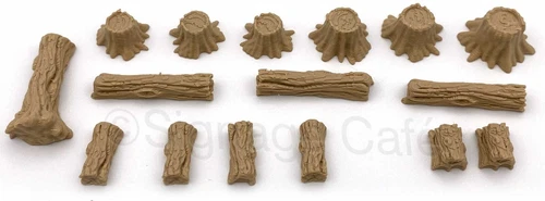 16 pc HO Scale Stumps & Logs - Outdoors, camping, logging, Free Shipping!