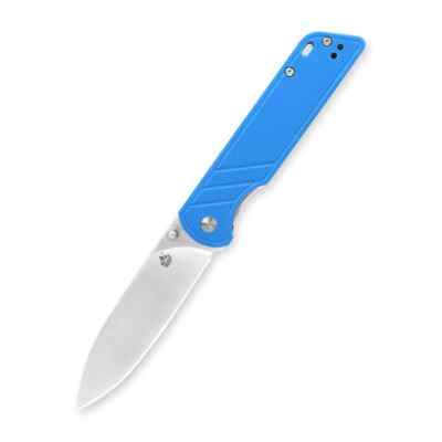 QSP Outdoor Parrot V2 Knife Blue G10 Handle  D2 Plain Satin QS102-D