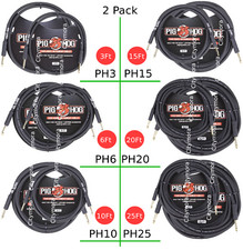 2 Pack Pig Hog PH3/6/10/15/20/25 Straight Guitar Cord 8mm Instrument Patch Cable