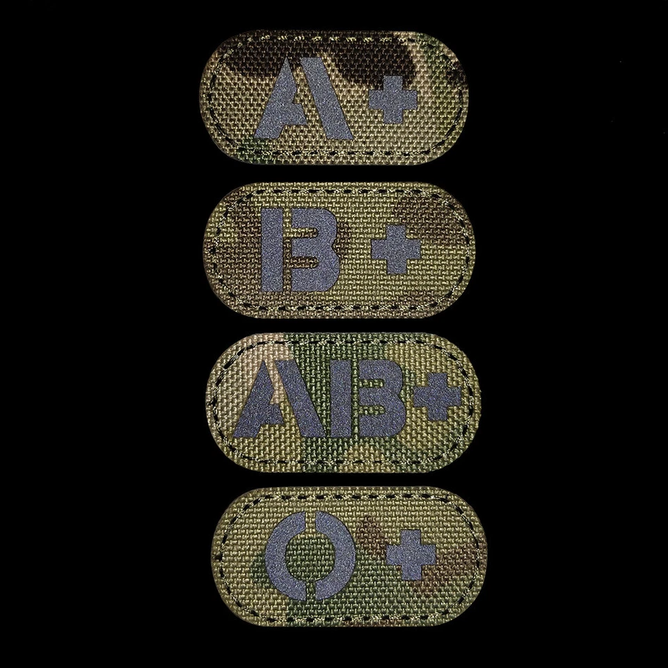 IR Reflective Blood Type Hook Loop Patch A B AB O POS Emblem Back Fastener Badge - Image 4 of 4