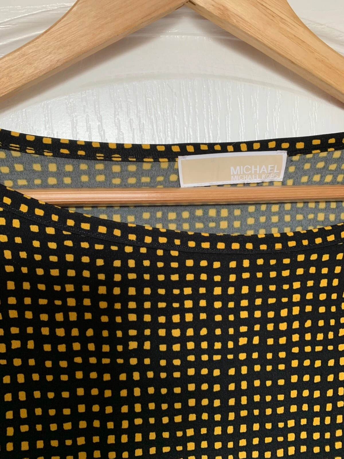 Abito Michael Kors nero senape elasticizzato geometrico taglia S (UK 10 12)