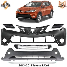 Front Bumper Cover Fascia & Grille Assembly Pair For 2013-2015 Toyota RAV4