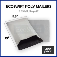 200 14.5 x 18 ECOSWIFT WHITE POLY MAILERS SHIPPING ENVELOPES SELF SEALING BAGS