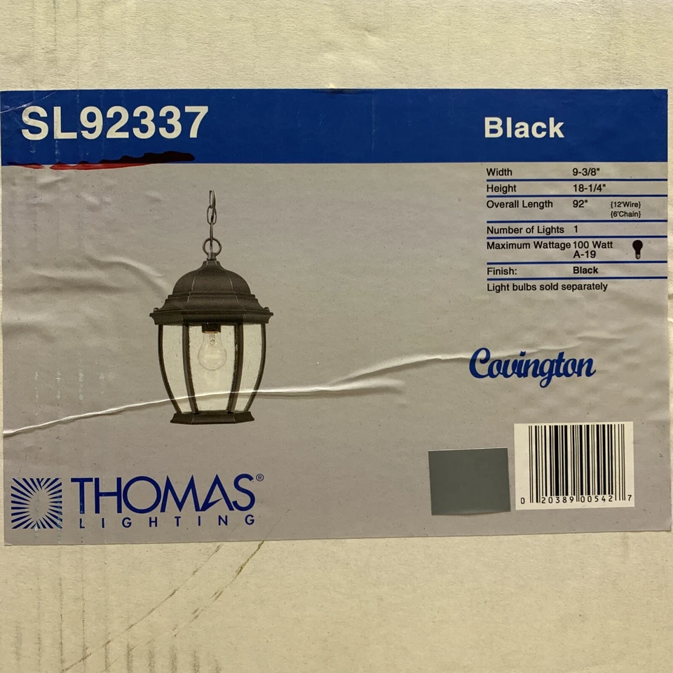 Thomas Lighting Covington 1-Light Pendant Lantern, Black - SL92337 Ceiling Fixtu - Image 3 of 4