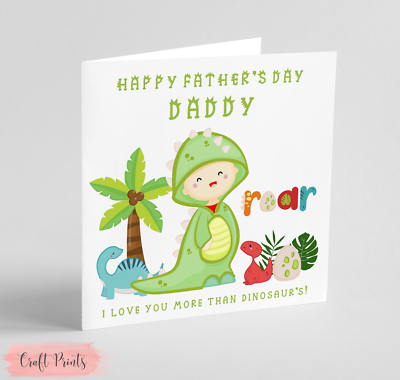 Handmade Dinosaur Boy Fathers Day Card Dad Daddy Grandad UK