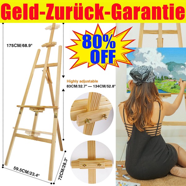 175CM Staffeleien Groß Staffelei Holz Stafelei Atelierstaffelei Standstaffelei-image