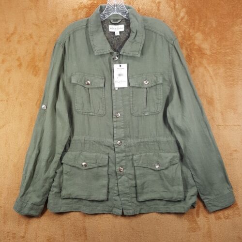 ROBERT GRAHAM Mens Jacket XL Green Lightweight 100% Linen WESTON SAHARA $328